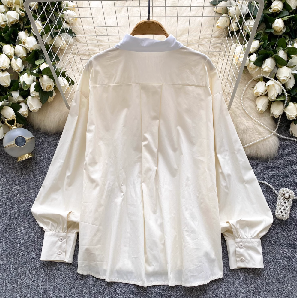 Sweetie Lace Trim Loose Shirt