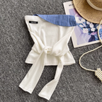 Niche Patchwork Lace-up Top