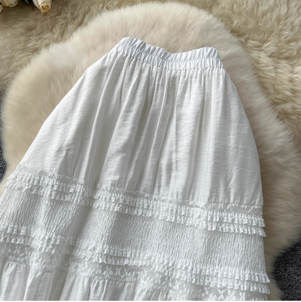 Sweetie Lace Patchwork Elastic Skirt