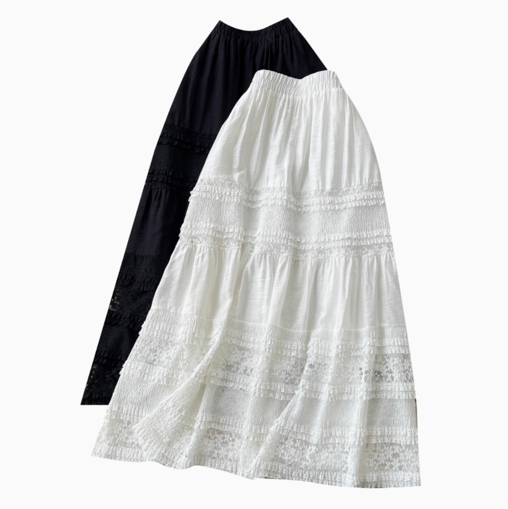 Sweetie Lace Patchwork Elastic Skirt