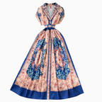 Vintage Suit Collar Floral Printed Dress