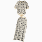 Bow Knitwear & Hip-wrapping Skirt 2Pcs