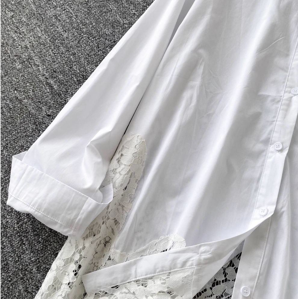 Loose Lace Trim Pendulum Blouser