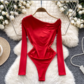 Slant Neckline Pleated Slim Jumpsuit