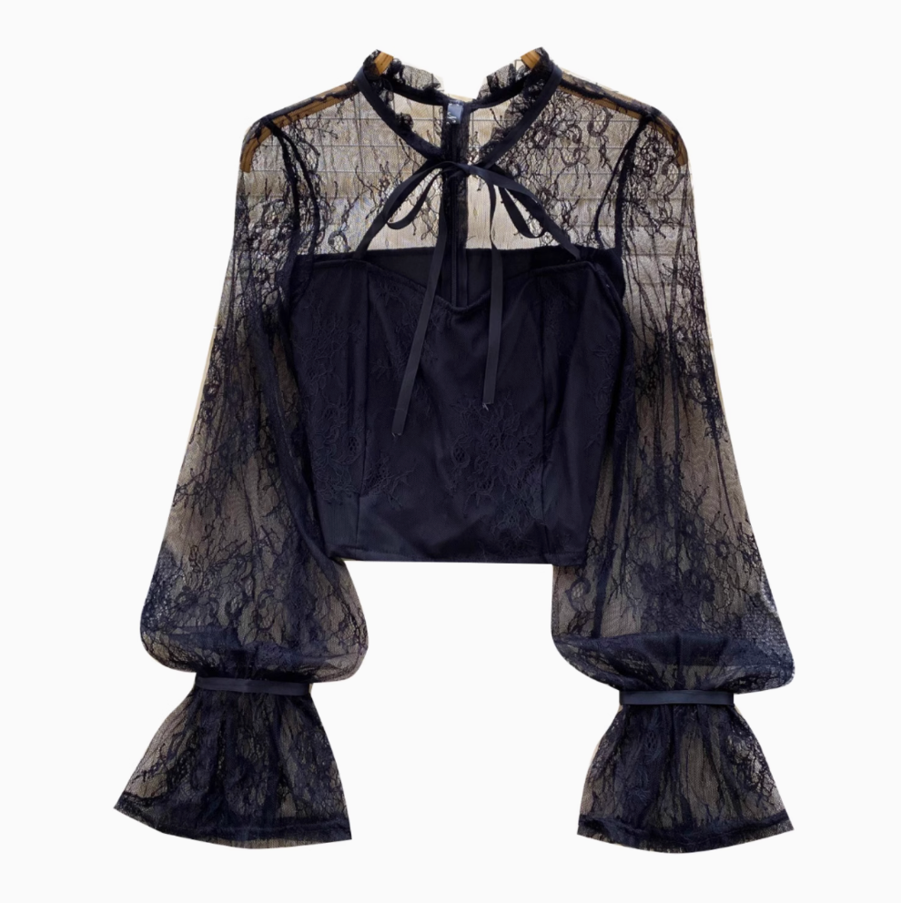 Sweetie Embroidery Patchwork Bottoming Shirt