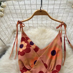 Bohemian Style Printed Backless Slip Dress