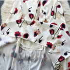 Vintage Rose Printed Hollowed Satin Dress