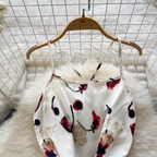 Vintage Rose Printed Hollowed Satin Dress