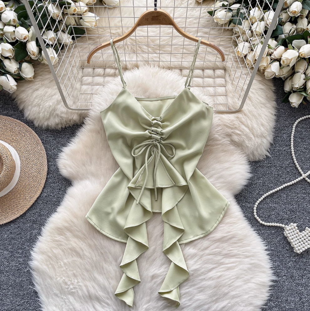 Niche Ruffled Drawstring Camisole Top