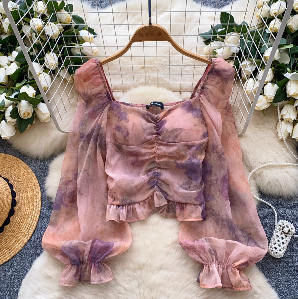 Sweetie Square Neckline Chiffon Shirt