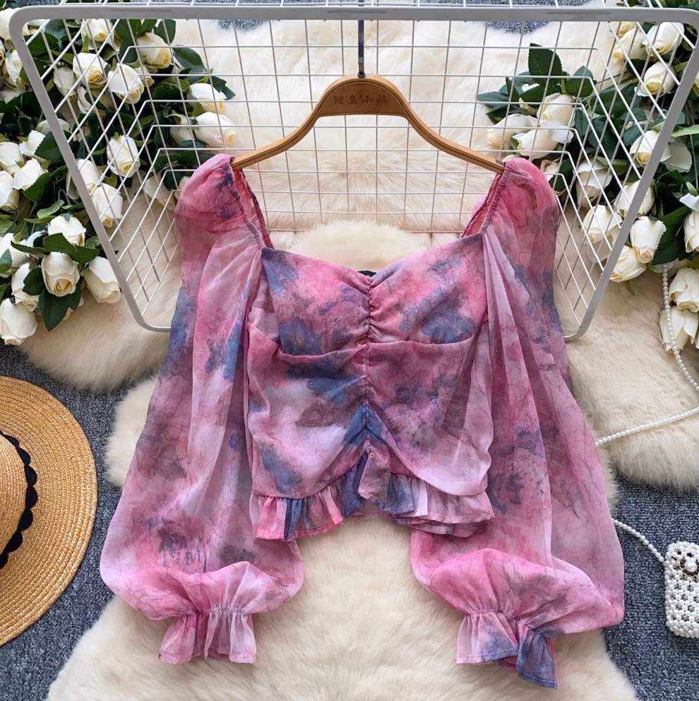Sweetie Square Neckline Chiffon Shirt