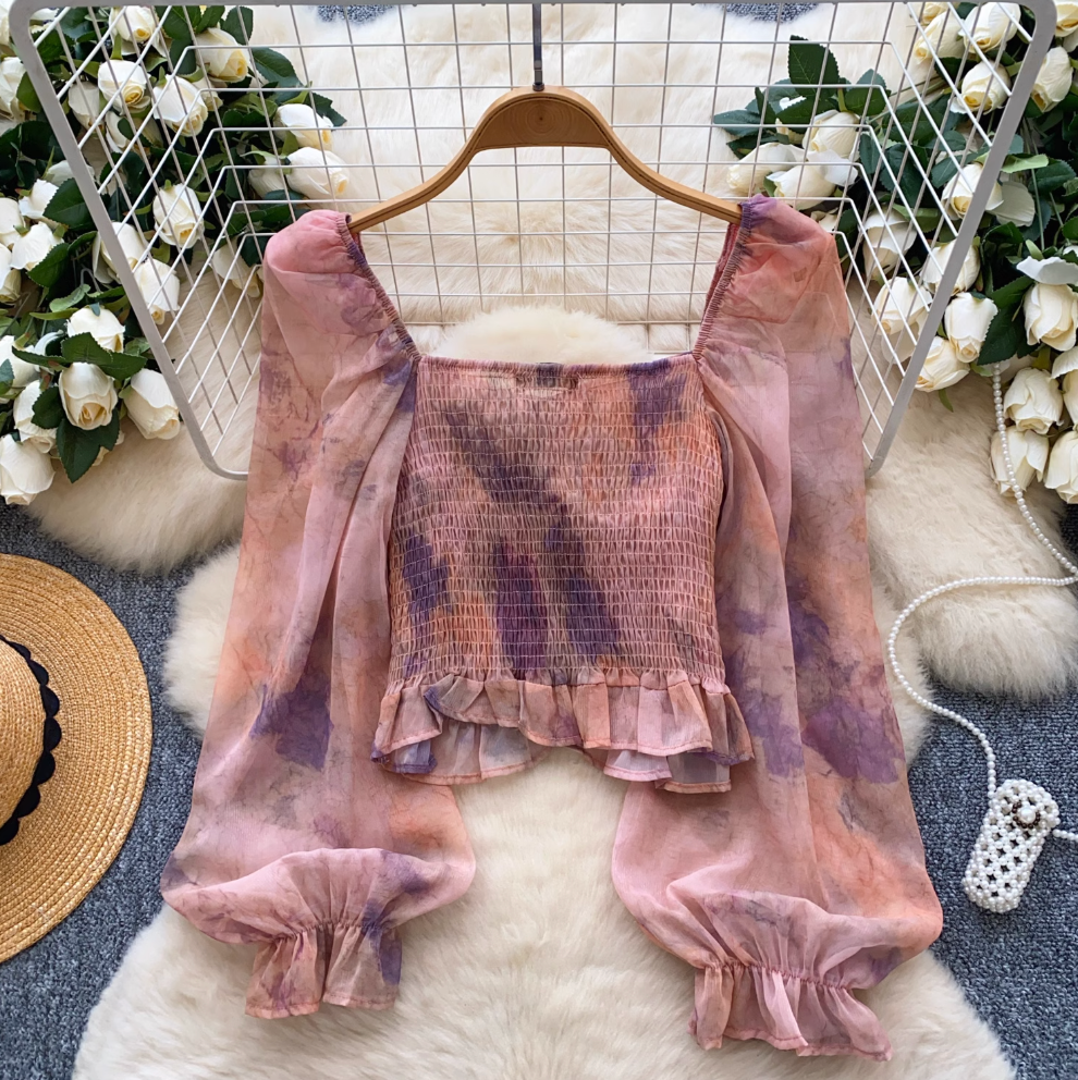 Sweetie Square Neckline Chiffon Shirt
