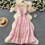 French Style Hollowed Embroidery Dress