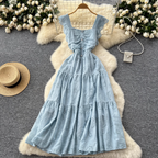 French Style Hollowed Embroidery Dress