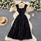 French Style Hollowed Embroidery Dress
