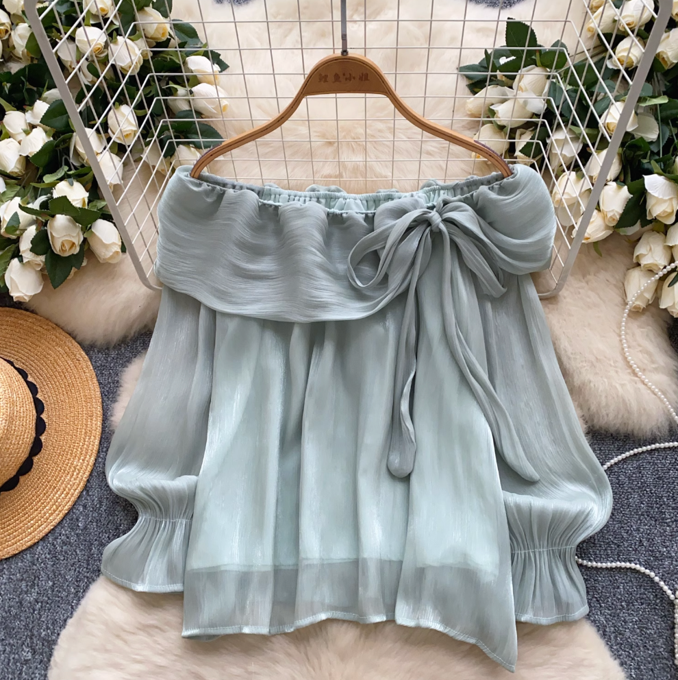 Niche Glossy Mesh Loose-fit Top