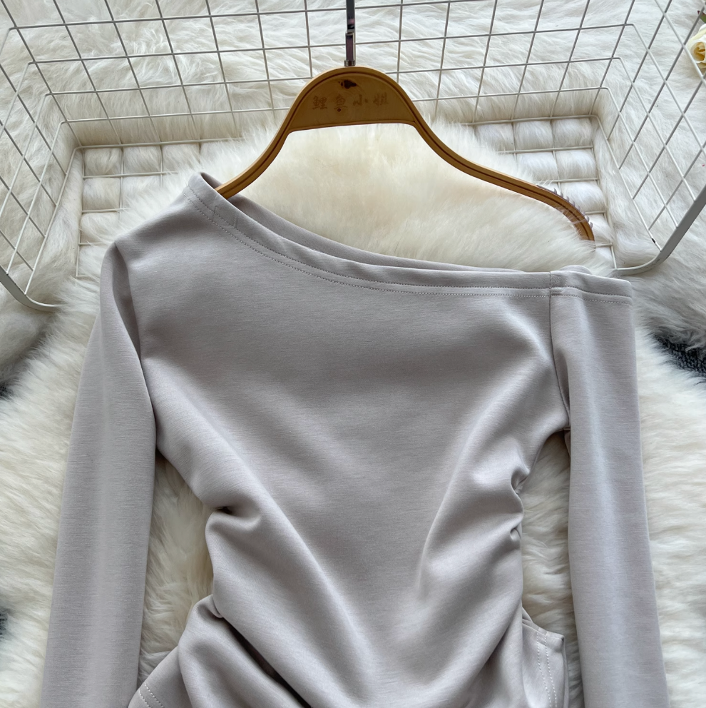 Slant Neckline Top & Trousers 2Pcs