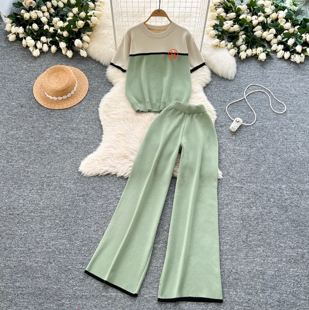 Knitwear & Trousers Color Blocking 2Pcs