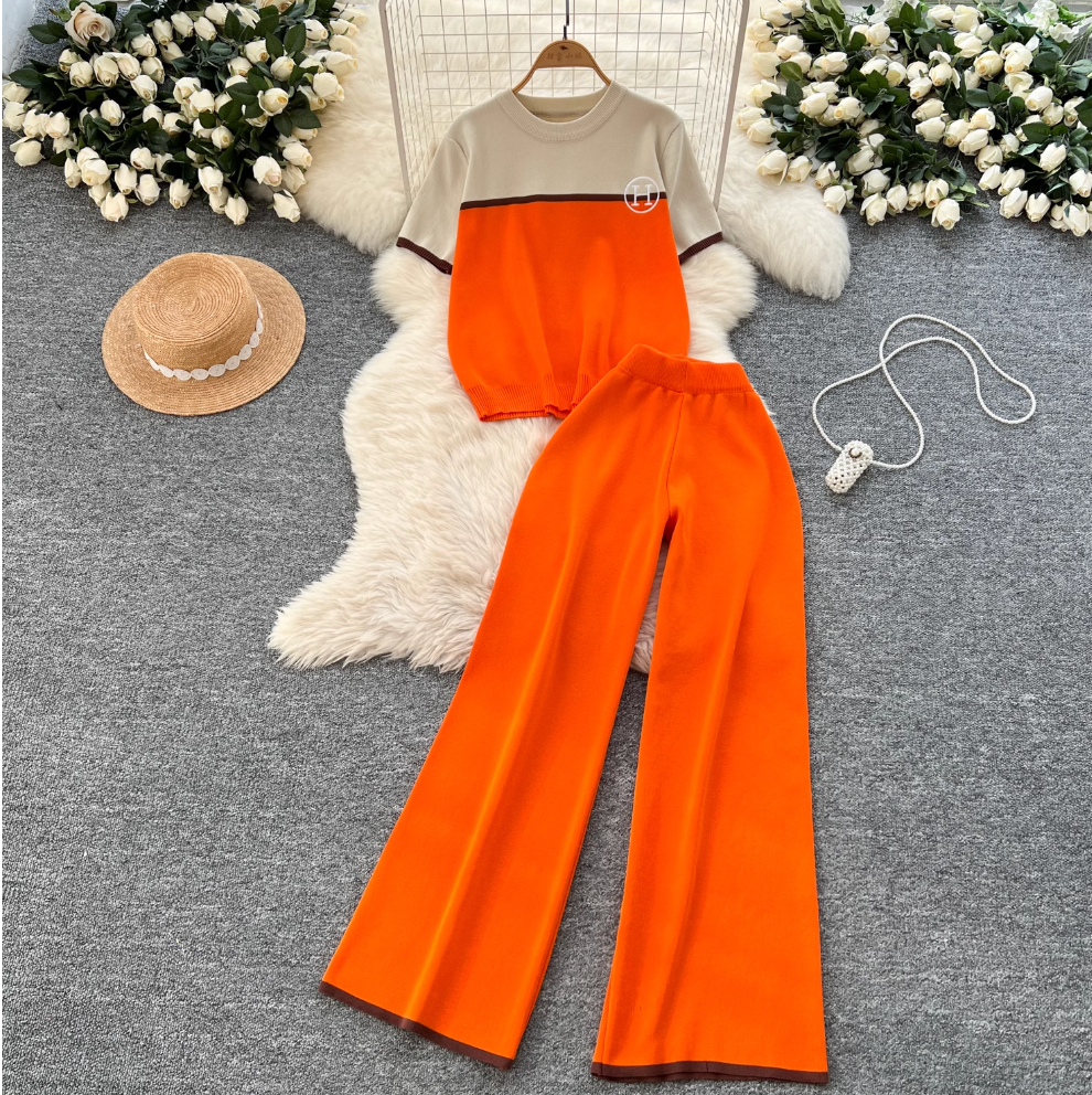 Knitwear & Trousers Color Blocking 2Pcs