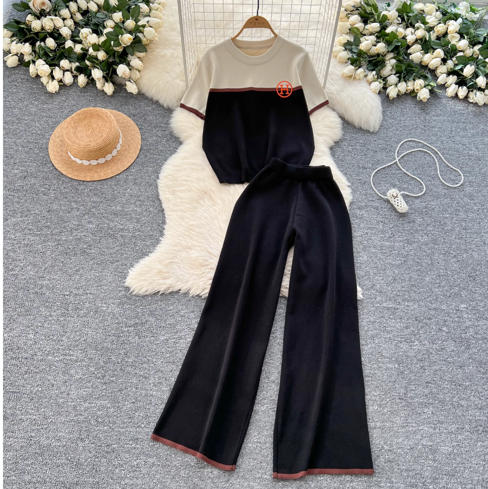 Knitwear & Trousers Color Blocking 2Pcs