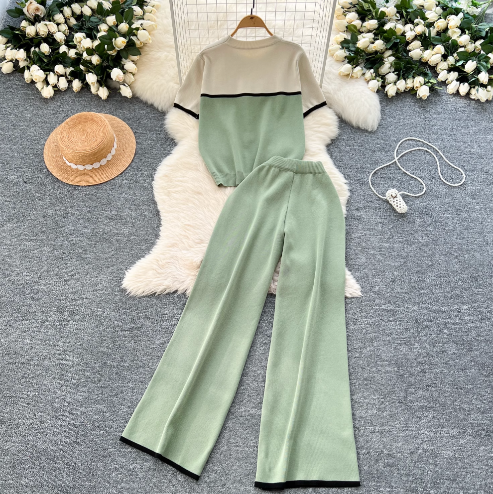 Knitwear & Trousers Color Blocking 2Pcs