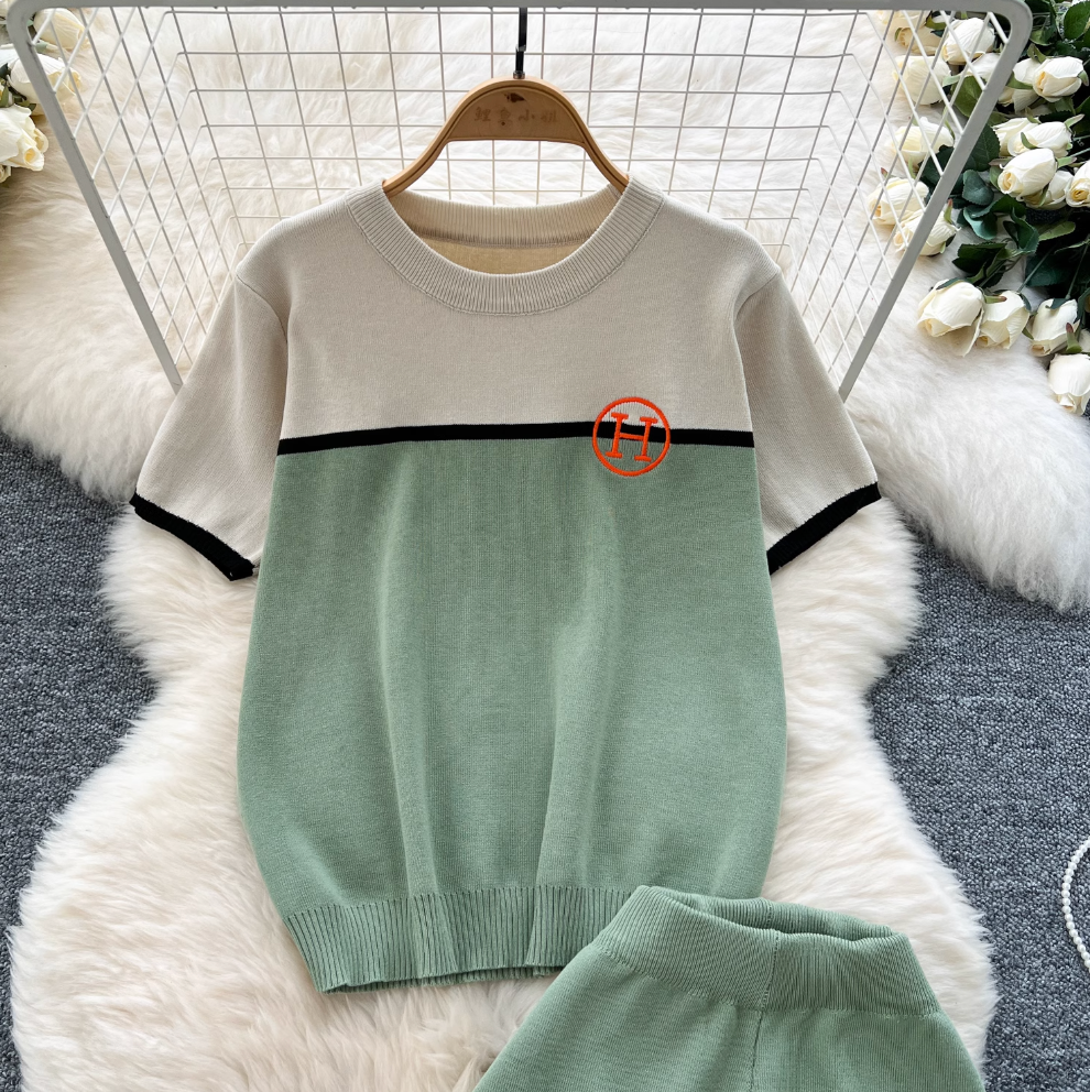 Knitwear & Trousers Color Blocking 2Pcs