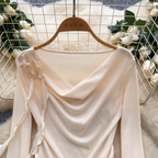 Draped Neckline Thin Bottoming Shirt