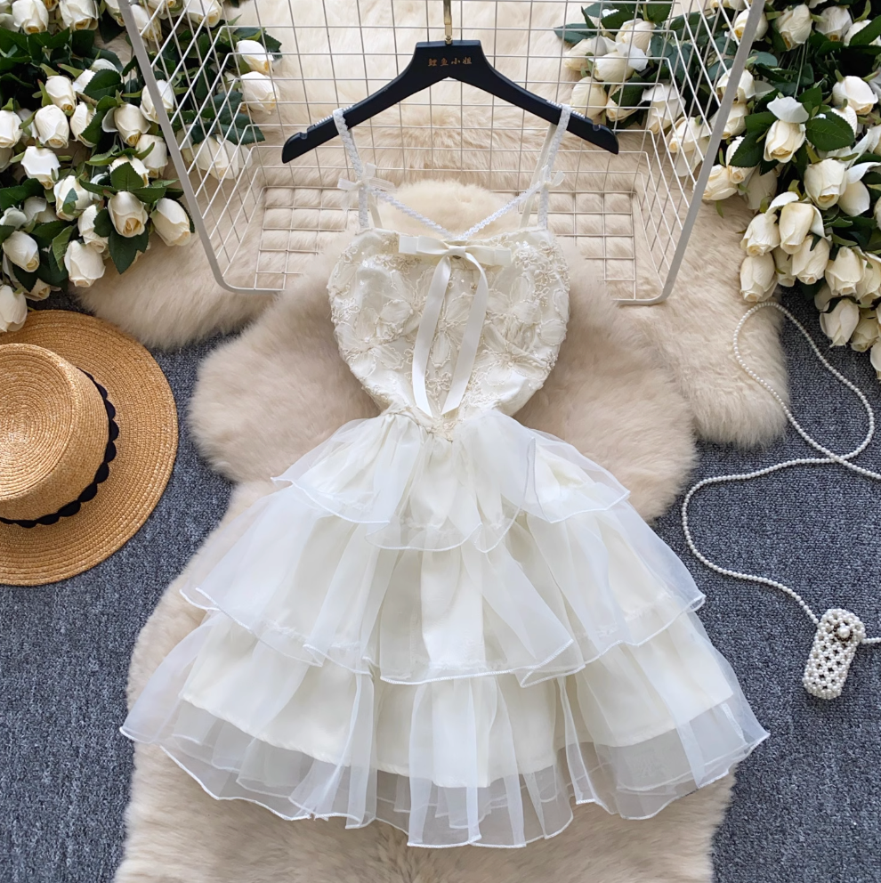 Sweetie Pink Embroidered Puffy Slip Dress