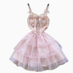 Sweetie Pink Embroidered Puffy Slip Dress