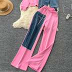 Denim Patchwork Hoodie & Trousers 2Pcs