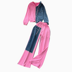 Denim Patchwork Hoodie & Trousers 2Pcs