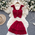 Camisole & Pleated Skirt Ruffled 2Pcs