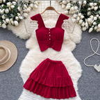 Camisole & Pleated Skirt Ruffled 2Pcs