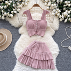 Camisole & Pleated Skirt Ruffled 2Pcs