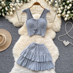 Camisole & Pleated Skirt Ruffled 2Pcs