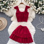 Camisole & Pleated Skirt Ruffled 2Pcs