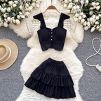 Camisole & Pleated Skirt Ruffled 2Pcs
