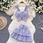 Camisole & Pleated Skirt Ruffled 2Pcs