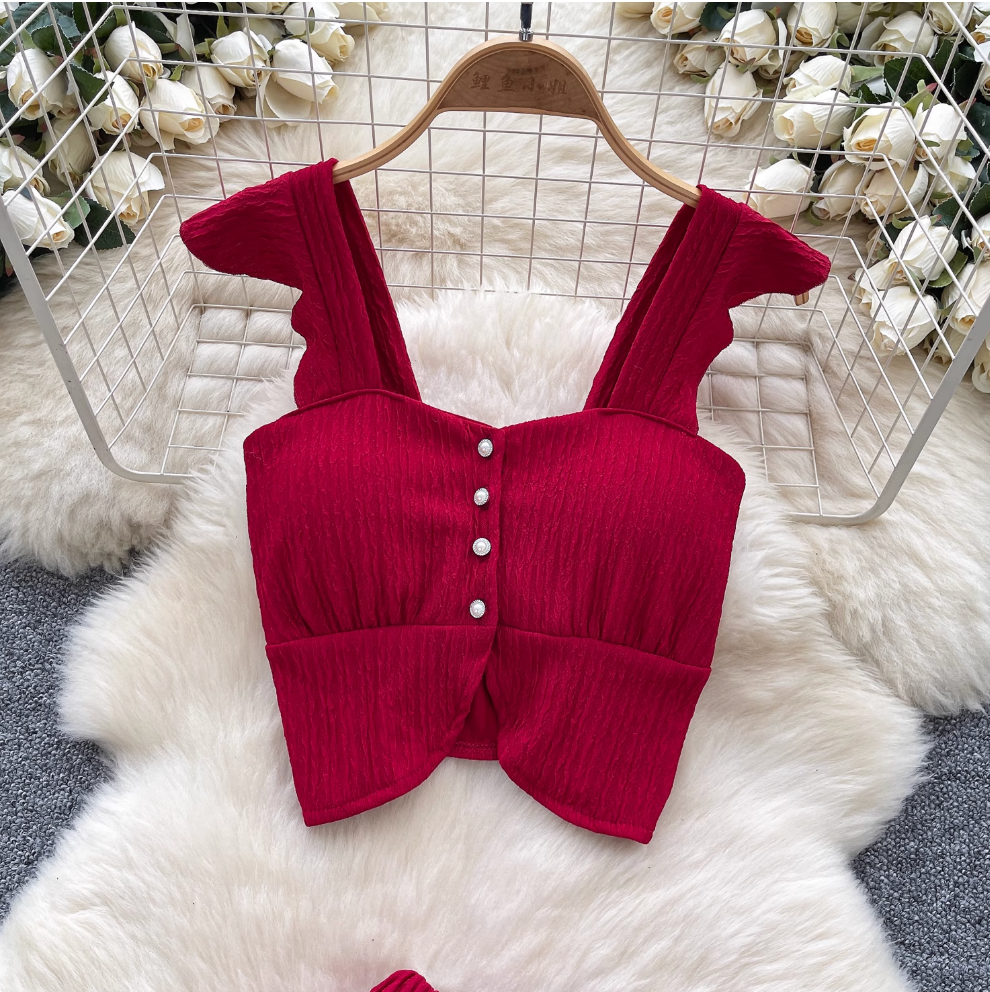 Camisole & Pleated Skirt Ruffled 2Pcs