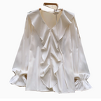 V-neck Flared Sleeve Ruffled Top