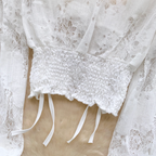 V-neck Drawstring Floral Printed Shirt