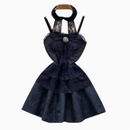 Sweetie Jacquard Puffy Halter Dress