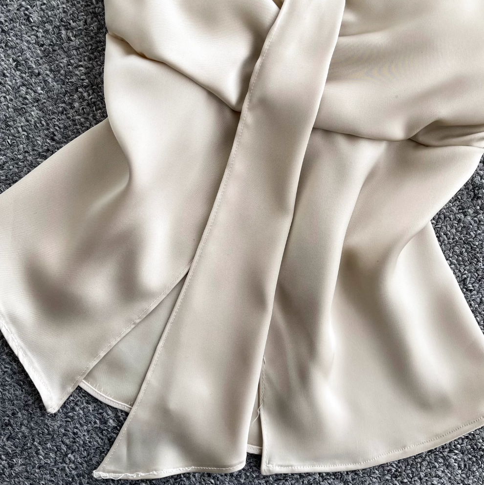 Elegant Satin Cross Halter Top