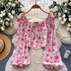 Sweetie Puffy Sleeve Floral Top