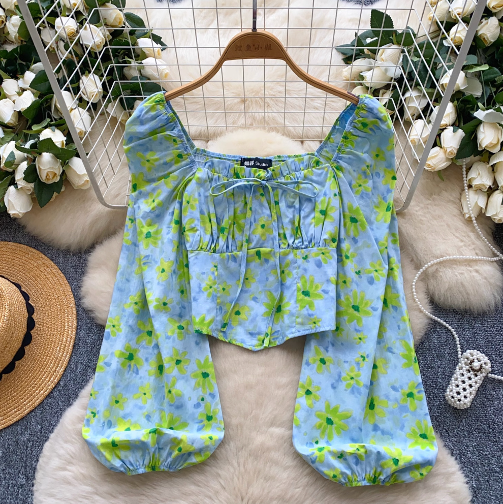 Sweetie Puffy Sleeve Floral Top