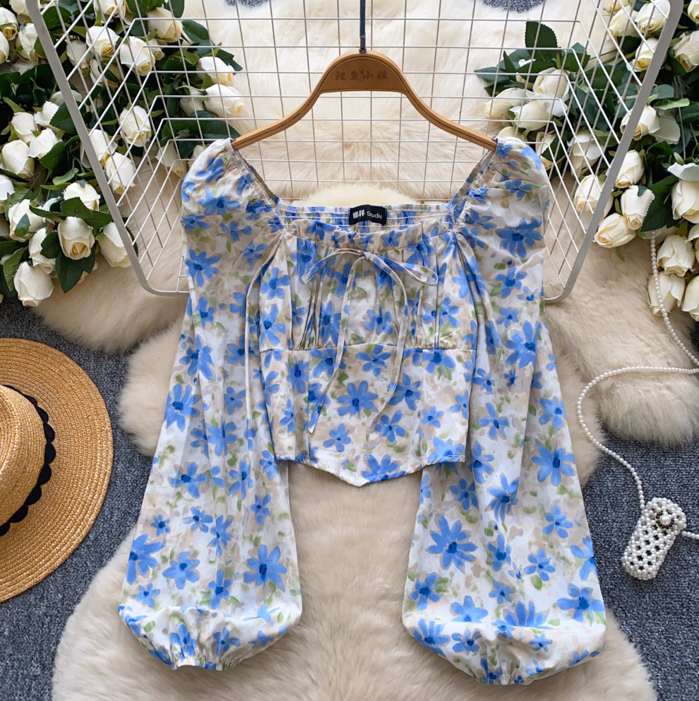 Sweetie Puffy Sleeve Floral Top