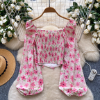Sweetie Puffy Sleeve Floral Top