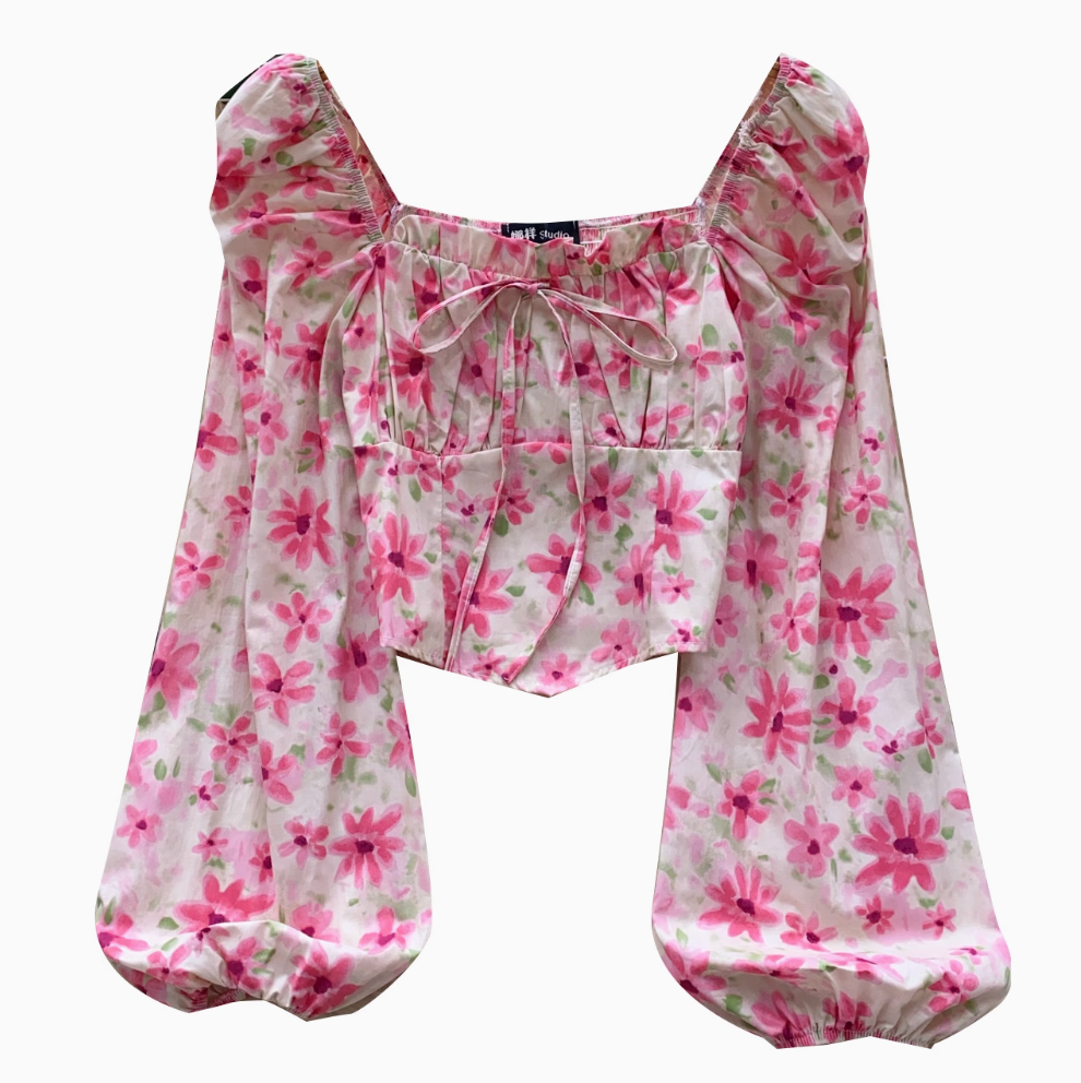Sweetie Puffy Sleeve Floral Top