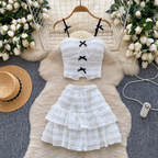 Bow Camisole & Layered Skirt 2Pcs