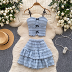 Bow Camisole & Layered Skirt 2Pcs